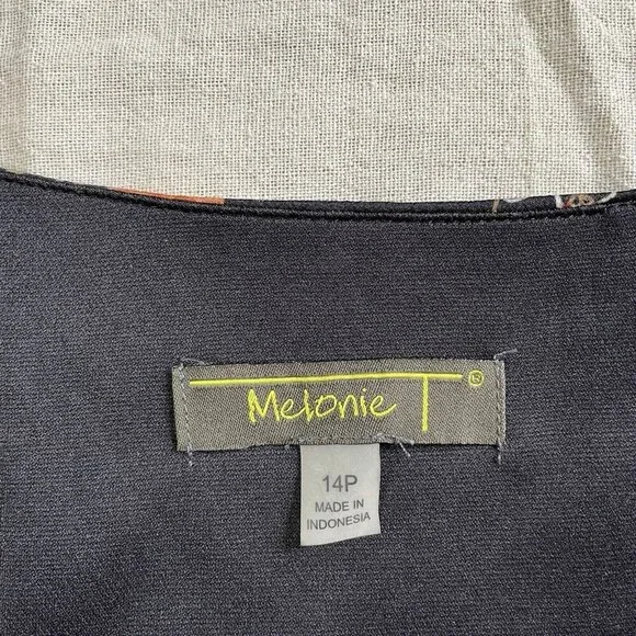 Melonie T Womens 3/4 Sleeve Floral Fit & Flare Midi Dress Petite 14‎ Black Spice - Picture 6 of 12